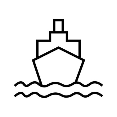 dalgalardaki geminin siyah minimalist vektör simgesi