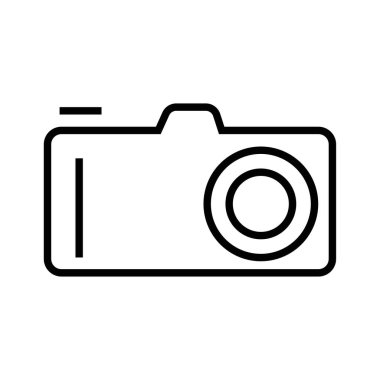 Fotoğraf makinesinin siyah minimalist vektör simgesi