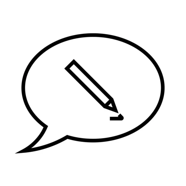 Minimalistische Vektor Ikone Der Sprechblase Mit Bleistift — Stockvektor