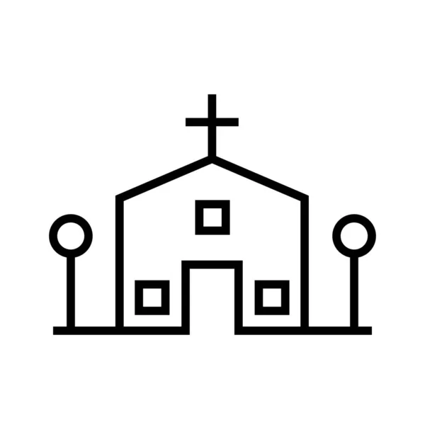 Icône Vectorielle Minimaliste Noire Église Avec Croix — Image vectorielle