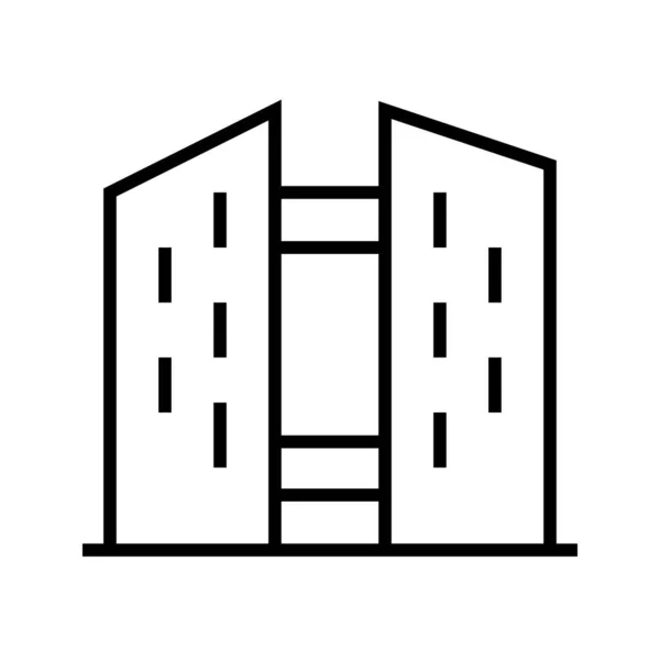 Zwart Minimalistisch Vectoricoon Van Twee Torens — Stockvector