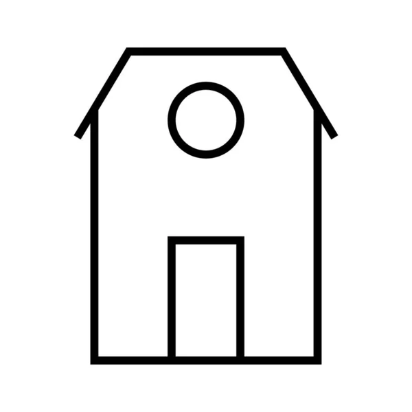 Icono Vector Minimalista Negro Construcción Con Ventana Redonda — Archivo Imágenes Vectoriales