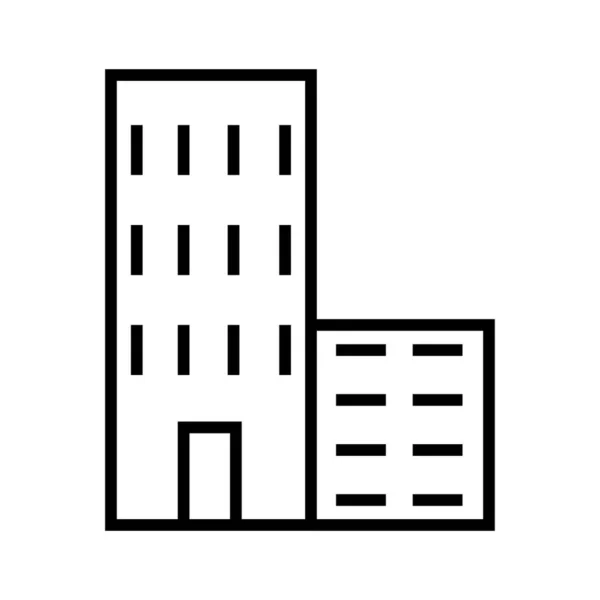 Icona Vettoriale Minimalista Nera Dell Edificio Con Torre — Vettoriale Stock