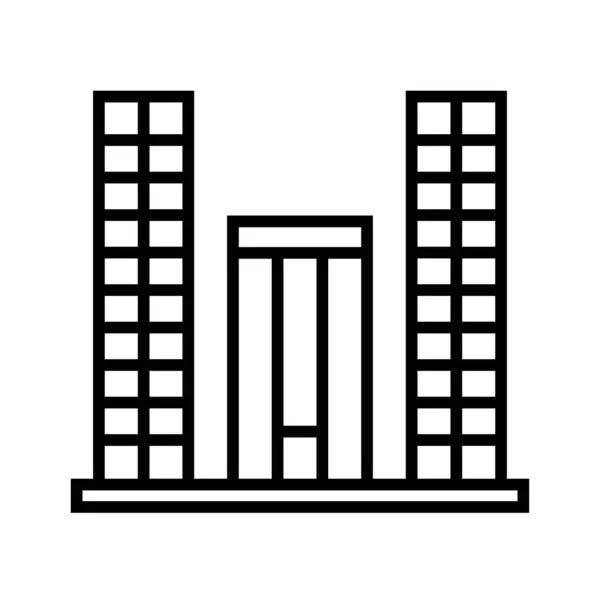 Ícone Vetor Minimalista Preto Construção Com Torres — Vetor de Stock