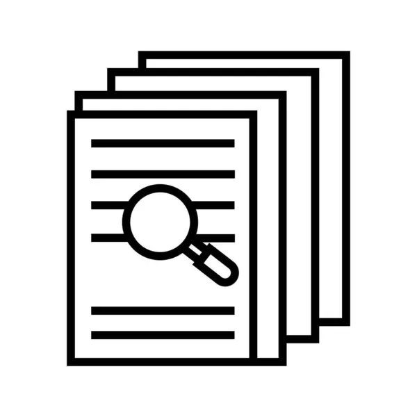 Černá Minimalistická Vektorová Ikona Papíru Lupou — Stockový vektor