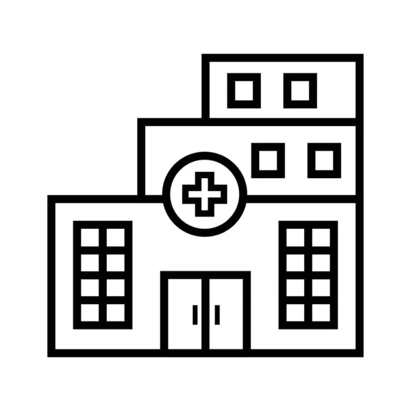 Negru Pictogramă Vectorială Minimalistă Clădirii Spitalului — Vector de stoc