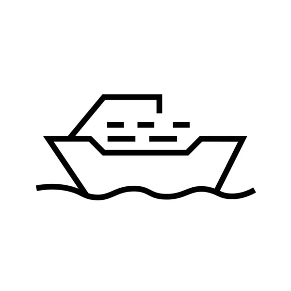 Черная Минималистическая Векторная Икона Корабля Волнах — стоковый вектор