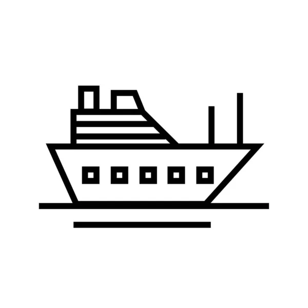 Μαύρο Μινιμαλιστικό Διανυσματικό Εικονίδιο Του Πλοίου Στο Νερό — Διανυσματικό Αρχείο