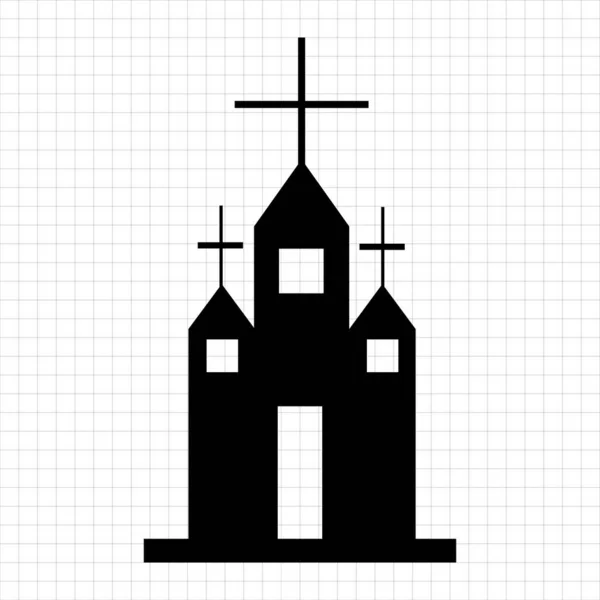 Negro Icono Vectorial Minimalista Del Edificio Iglesia — Vector de stock