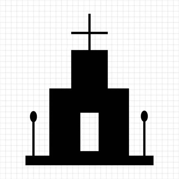 Черная Минималистическая Векторная Икона Церковного Здания — стоковый вектор