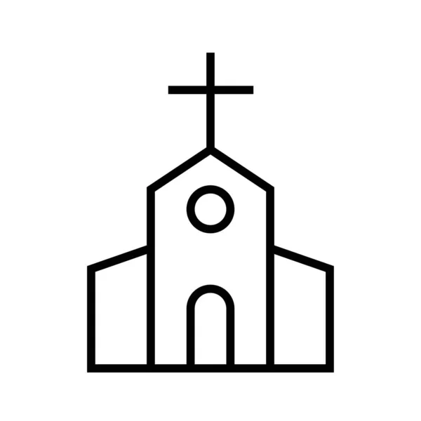 Svart Minimalistisk Vektor Ikon För Kyrkobyggnad — Stock vektor
