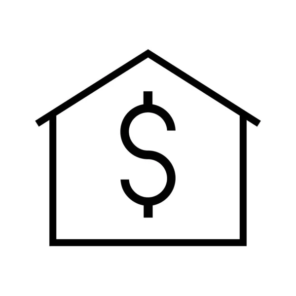 Schwarze Minimalistische Vektor Ikone Des Hauses Mit Dollarzeichen — Stockvektor