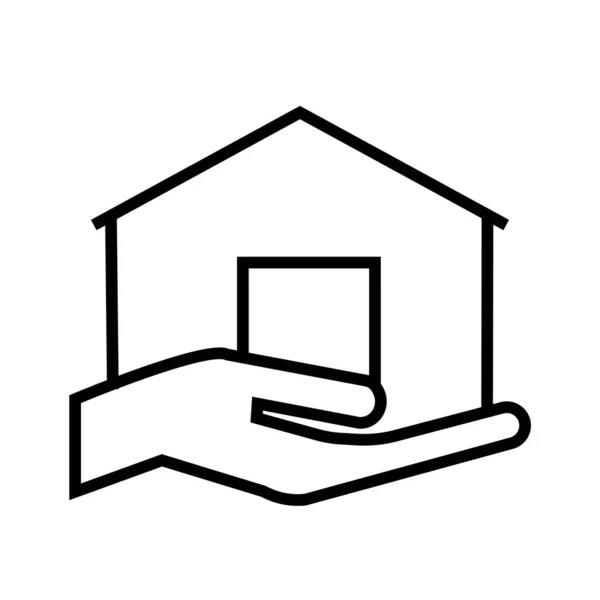 Schwarze Minimalistische Vektor Ikone Des Hand Haltenden Hauses — Stockvektor