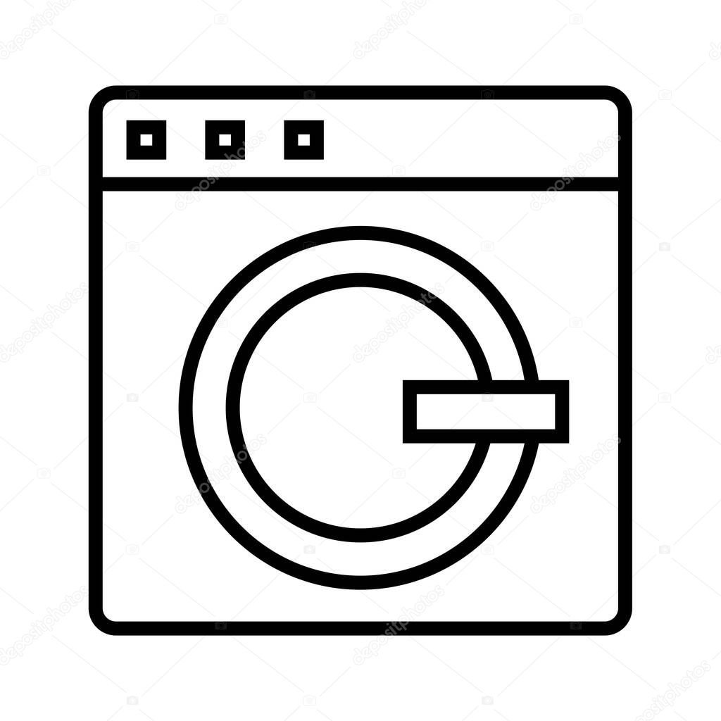 black minimalistic vector icon of washing machine