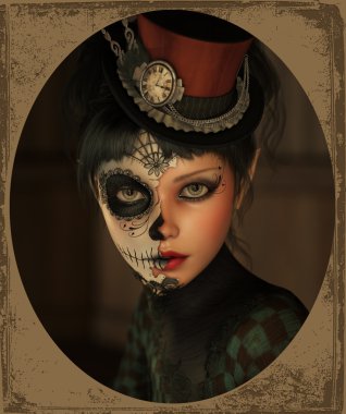 Yarım Catrina makyaj, 3d Cg