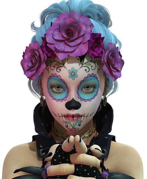 Suiker schedel meisje, 3D-Cg Ca — Stockfoto