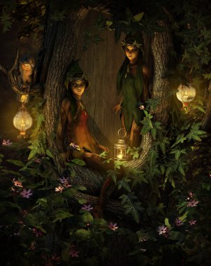 İki gece, 3d Cg Pixies ağaç