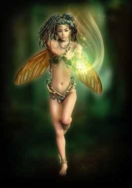 Fairy with a shining Ball, 3d CG clipart