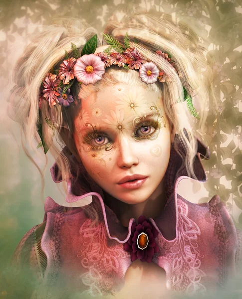 Flowerface, 3d Cg — Stockfoto