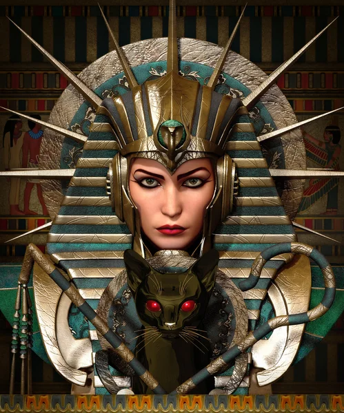 Cleo och Bastet, 3d cg — Stockfoto