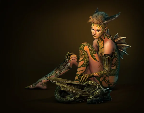 Dragon mam, 3D-Cg — Stockfoto