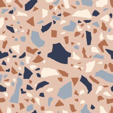 Terrazzo döşeme pürüzsüz desen. Pastel renkler. Renkli çakıl taşından yapılmış taş mozaik. Vektör duvar kağıdı