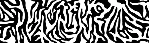 ゼブラファー ストライプの肌 動物のパターン テクスチャを繰り返します 黒と白のシームレスな背景 ベクトル壁紙 — ストックベクタ