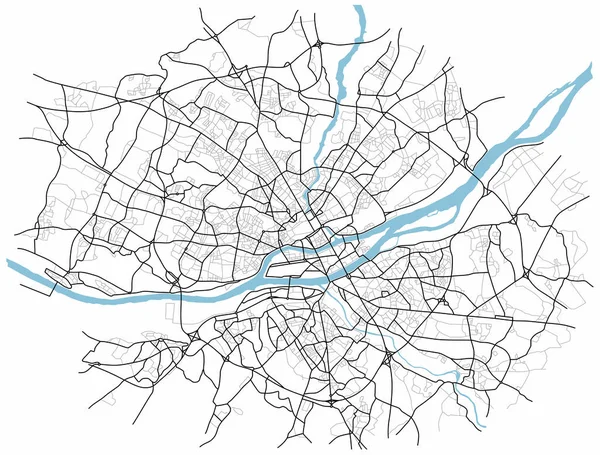 Nant City Map Франція Міська Вулиця Планом Монохром Карта Схеми — стоковий вектор