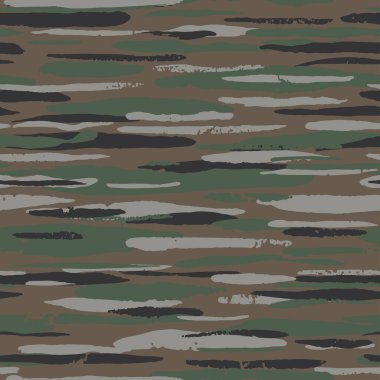 Kusursuz soyut kamuflaj deseni ve grunge fırça darbeleri. Vektör kamuflaj arkaplanı