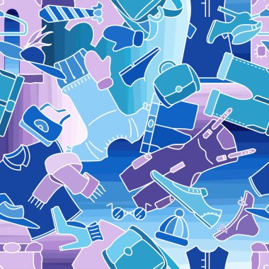 Farklı kıyafetlerin deseni, kusursuz arka plan, moda. vektör