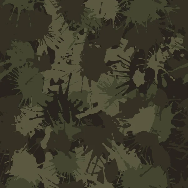 Mancha Camuflado Patrón Caótico Sin Costuras Manchas Salpicaduras Pintura Textura — Vector de stock