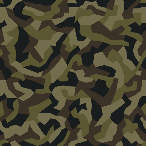 Geometric Camo Seamless Pattern Abstract Military Camouflage Background Brown Khaki — Vetor de Stock
