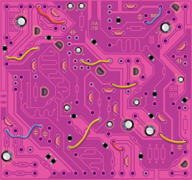 Bilgisayar modülü devre kartı. Burgundy grafik video kartı. Mikro devreli bilgisayar ana kartı. Elektronik vektör arkaplanı
