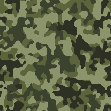 Kamuflaj desenli arka plan, kusursuz kamuflaj askeri desen. Yeşil kahverengi siyah zeytin renkleri ormanı. Vektör duvar kağıdı