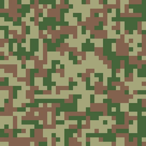 Vector Digital Camouflage Seamless Pattern Green Color Camo Background Military — 스톡 벡터