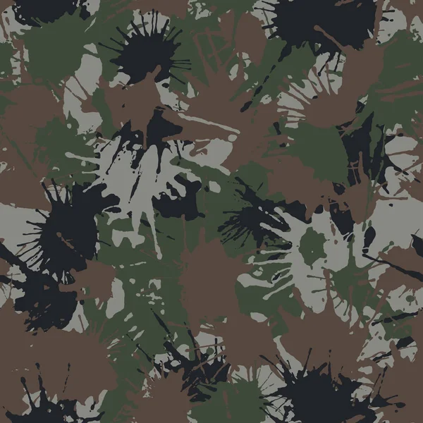 Blots Camouflage Kaki Motif Chaotique Sans Couture Taches Éclaboussures Peinture — Image vectorielle