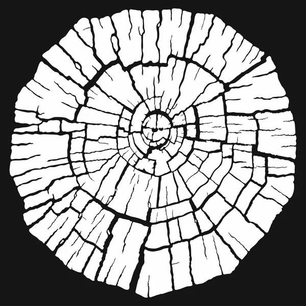 Деревянная Текстура Плоского Нарезанного Поперечного Сечения Треснувшей Деревянной Пни Изолированная — стоковый вектор