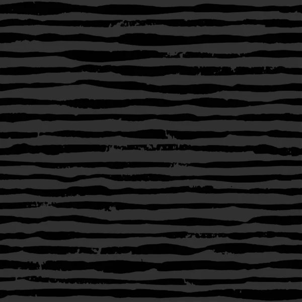 黒の縞模様のグランジパターン 乾いたブラシストロークストライプのシームレスな背景ベクトルモノクロダーク壁紙 — ストックベクタ