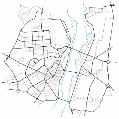 Voronezh şehir haritası - şehir caddeleri plana uygun. Yol şemasının haritası. Kentsel çevre, mimari altyapı. Vektör