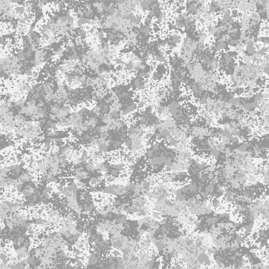 Kış beyazı kamuflaj, modern moda tekstil tasarımı. Askeri üniforma. Kamuflaj askeri grunge modeli. Tek renkli, modaya uygun, kumaş. Vektör kusursuz dokusu.