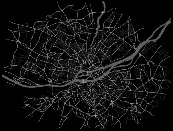 Mapa Cidade Nant França Ruas Cidade Plano Mapa Linha Monocromática — Vetor de Stock