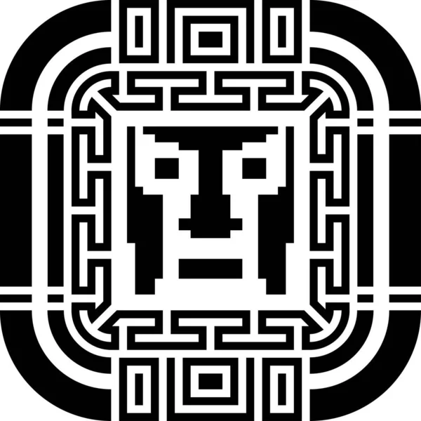 デジタルピクセルサイバーアバターアイコン コンピューター技術 セキュリティ ハッキング 黒と白の顔の人 8ビット抽象的なシンボルデザインイラスト 株式ベクトル — ストックベクタ
