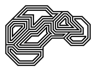 Beyin, ince çizgi ikonu. Hafıza sembolü. Teknik logo tasarımı. Vektör İllüstrasyonu.