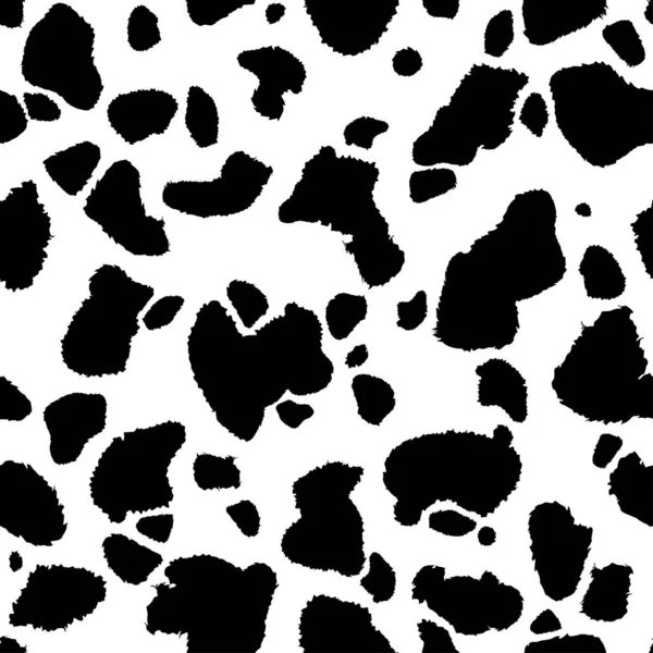 Piel Vaca Textura Sin Costuras Patrón Manchado Manchas Negras Sobre — Vector de stock