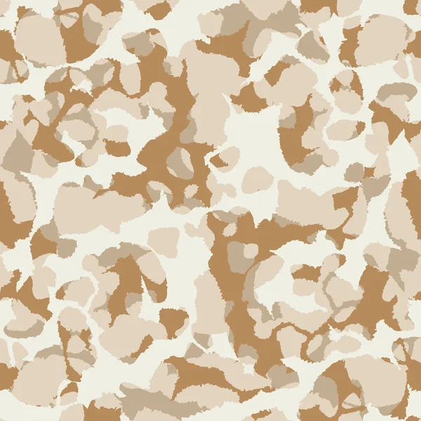 抽象ベクトル軍迷彩背景 陸軍服のためのシームレスな迷彩パターン ベージュ ブラウンの質感 — ストックベクタ
