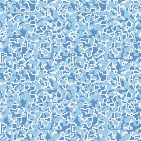 Abstrakte Digitale Camouflage Pixel Blauer Hintergrund Modischer Textildruck Nahtlose Textur — Stockvektor