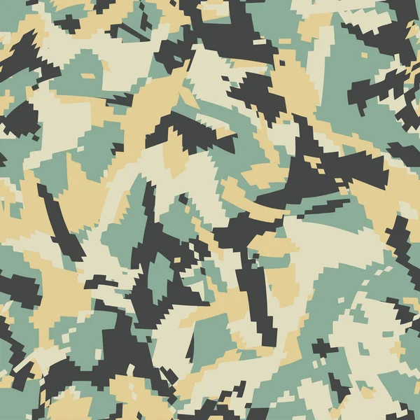 Pixel波伪装 无缝线数码迷彩图案 军事纹理 矢量织物印花设计 — 图库矢量图片