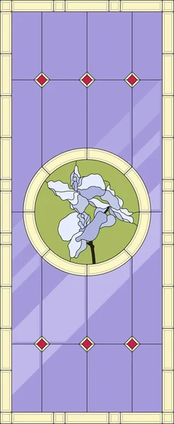 Panel Vidrieras Marco Rectangular Ventana Clásica Con Orquídea Arreglo Floral — Archivo Imágenes Vectoriales