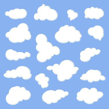 Bulut simgesi, vektör illüstrasyonu. Bulut sembolü ya da logosu, farklı bulutlar