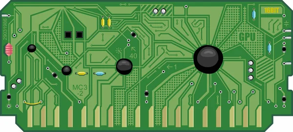 Placa Circuito Tecnología Electrónica Hardware Informático Chip Digital Experiencia Ciencias — Vector de stock